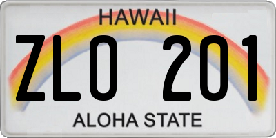HI license plate ZLO201