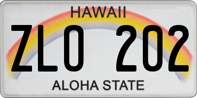 HI license plate ZLO202