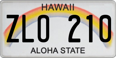 HI license plate ZLO210