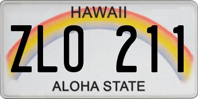 HI license plate ZLO211