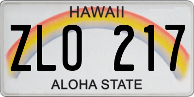 HI license plate ZLO217