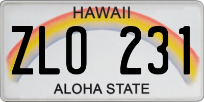 HI license plate ZLO231