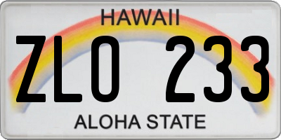 HI license plate ZLO233