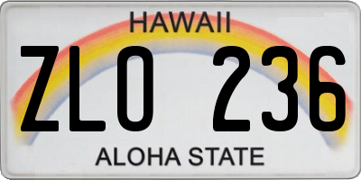 HI license plate ZLO236