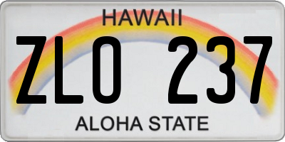 HI license plate ZLO237