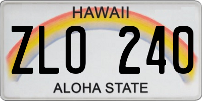 HI license plate ZLO240