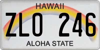 HI license plate ZLO246