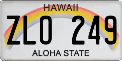 HI license plate ZLO249