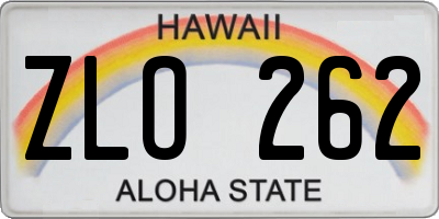 HI license plate ZLO262
