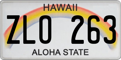 HI license plate ZLO263