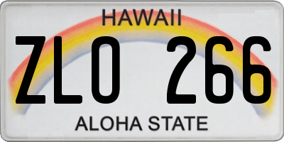 HI license plate ZLO266
