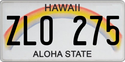 HI license plate ZLO275