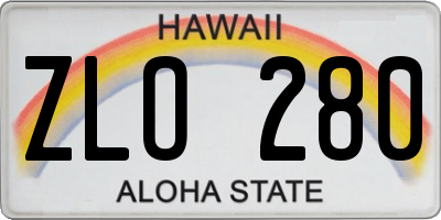 HI license plate ZLO280