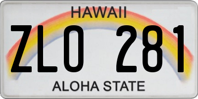 HI license plate ZLO281
