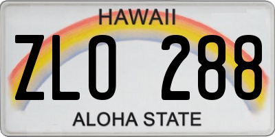 HI license plate ZLO288