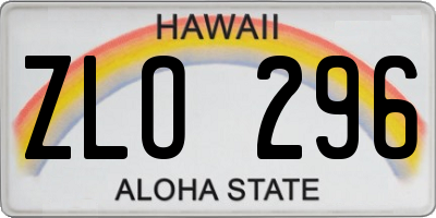 HI license plate ZLO296