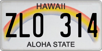 HI license plate ZLO314