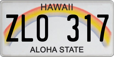 HI license plate ZLO317