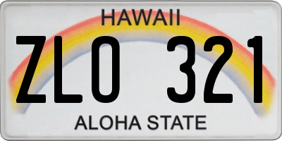 HI license plate ZLO321