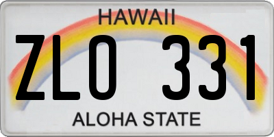 HI license plate ZLO331