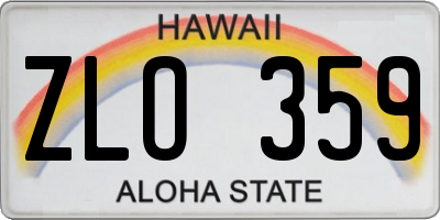 HI license plate ZLO359