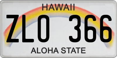 HI license plate ZLO366