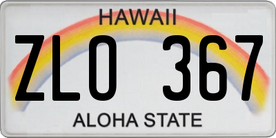HI license plate ZLO367