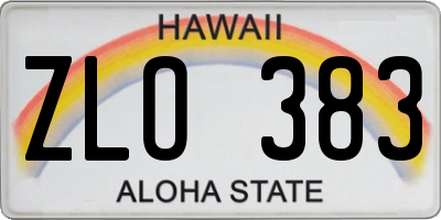 HI license plate ZLO383