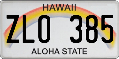 HI license plate ZLO385