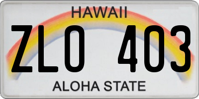 HI license plate ZLO403