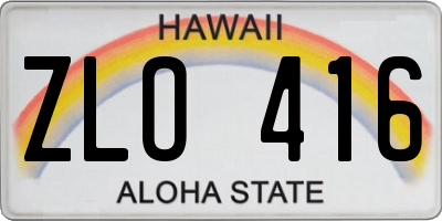 HI license plate ZLO416