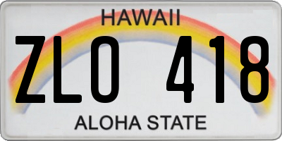HI license plate ZLO418
