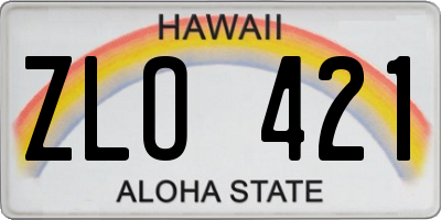 HI license plate ZLO421