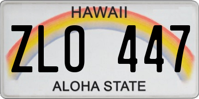 HI license plate ZLO447