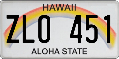 HI license plate ZLO451
