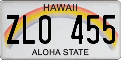HI license plate ZLO455