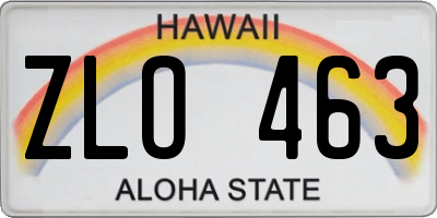 HI license plate ZLO463