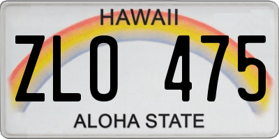 HI license plate ZLO475