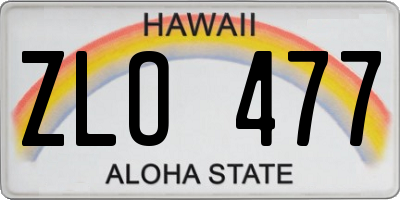 HI license plate ZLO477