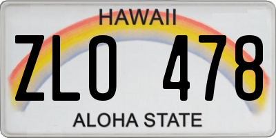 HI license plate ZLO478