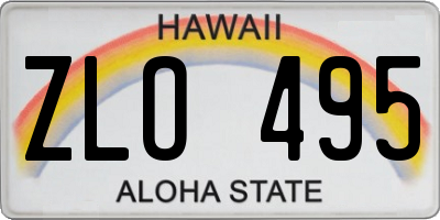 HI license plate ZLO495