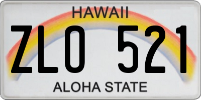 HI license plate ZLO521