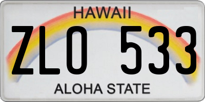 HI license plate ZLO533