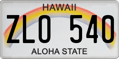 HI license plate ZLO540