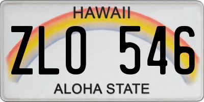 HI license plate ZLO546