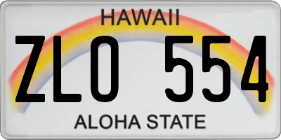 HI license plate ZLO554