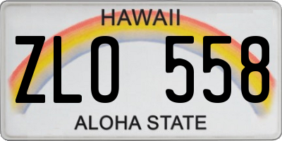 HI license plate ZLO558