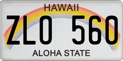 HI license plate ZLO560