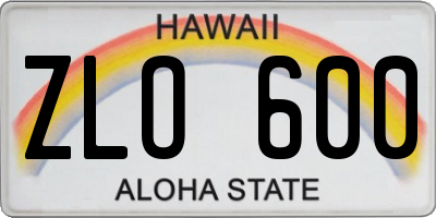 HI license plate ZLO600