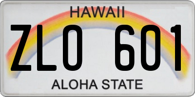 HI license plate ZLO601